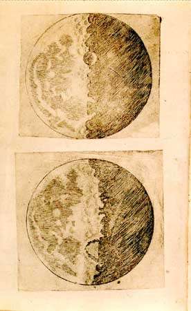 Galileo's illustrations of the Moon, from his Sidereus Nuncius (1610; The Sidereal Messenger).